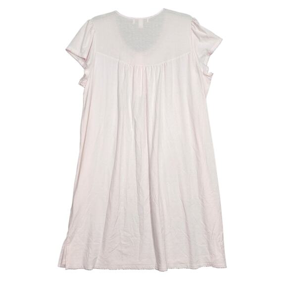 Miss Elaine Short Sleeve Nightgown Embroidery Pleated Detail Light Pink Size 2X - Picture 2 of 8
